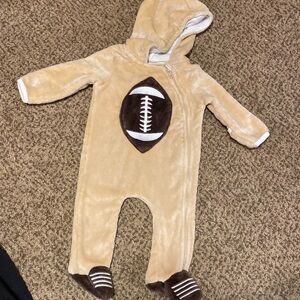 Mick Mack Ltd. Fleece football zipper footed/ hooded size 0-3 months